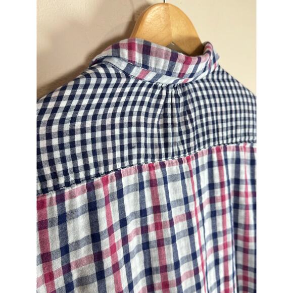 Umgee Women's Plaid Gingham Light Weight Cotton Button Up Tunic Top Plus Size 1X - Picture 8 of 12